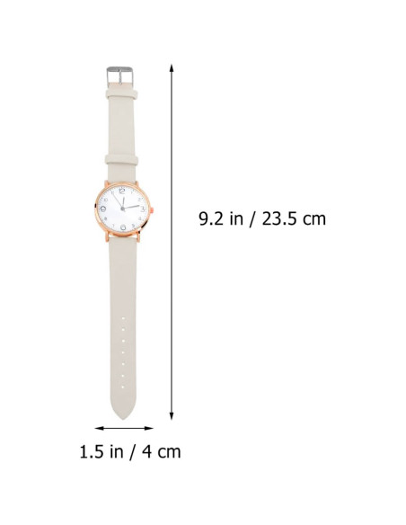 Reloj Beige para Dama de Cuarzo y Cuero Sintético Medidas de 20 cm x 3 cm-RJ-43725