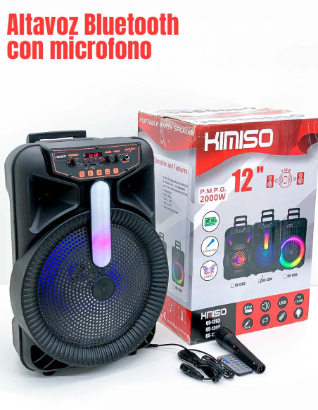 Altavoz Conexión Bluetooth Portátil, con Iluminación LED de 12 pulgadas / 10W 2000 PMOP Cable USB-MINI USB-EL-44681