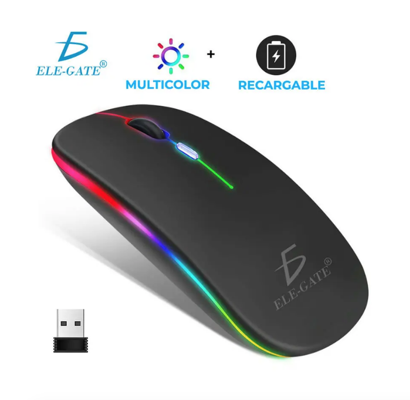 Mouse recargable inalámbrico con luz rgb y frecuencia 2.4g hz 