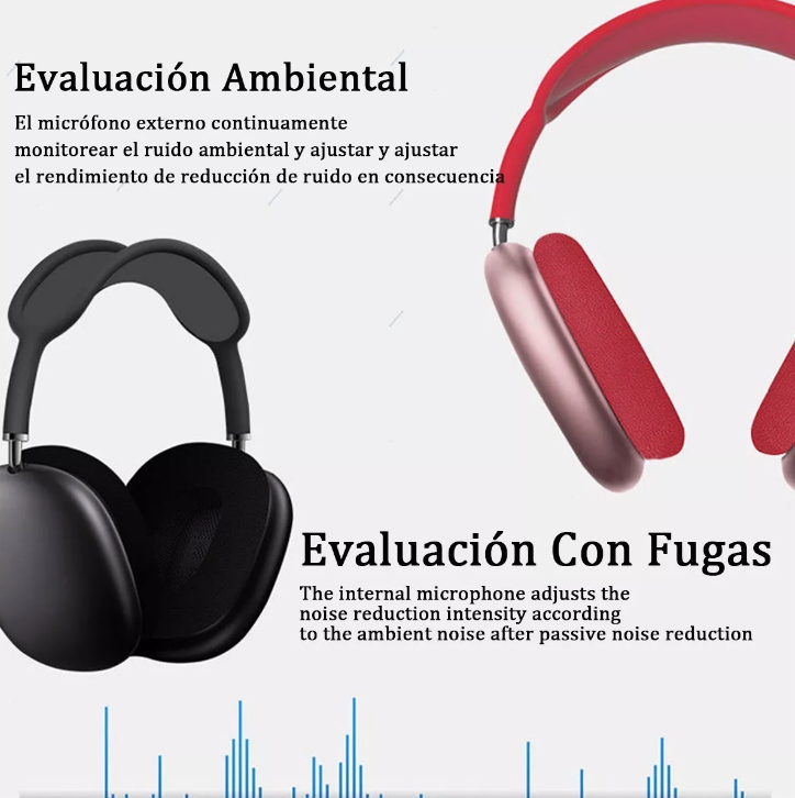 Audifono modelo P9 Inalambrico Bluetooth Diadema Cancelacion Ruido 1083 db puerto micro SD