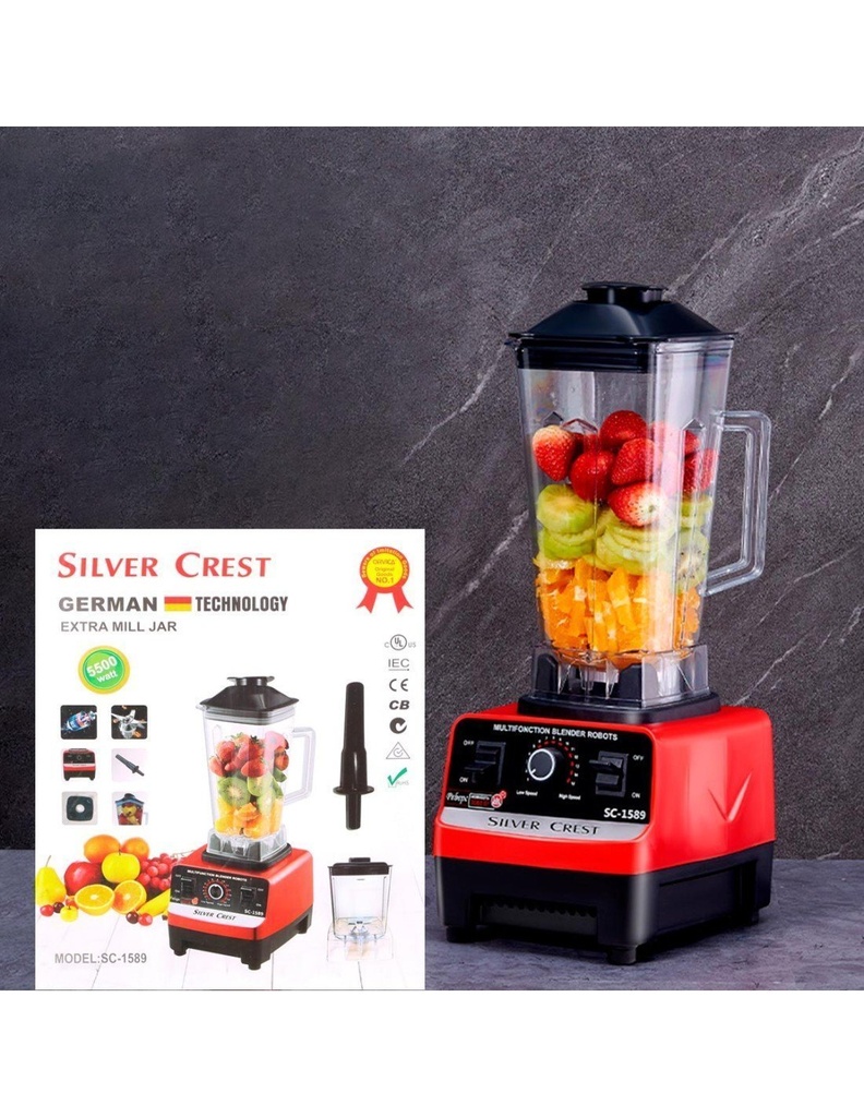 Licuadora  Silver Crest Professional Blender SC-1589 2 L Roja con vaso de abs 110V/220V - Incluye 5 accesorios-HG-41293