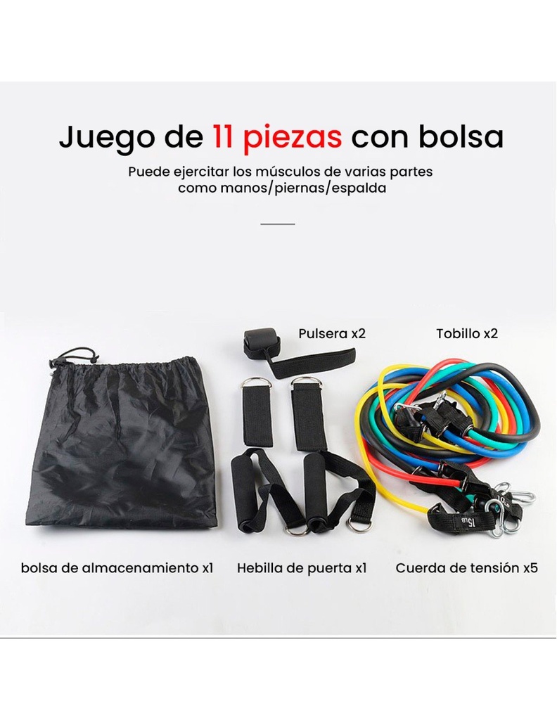 Juego de Cuerdas Para Ejercicio De Manos, Pierna, Espalda con 11 Piezas-DP-39509