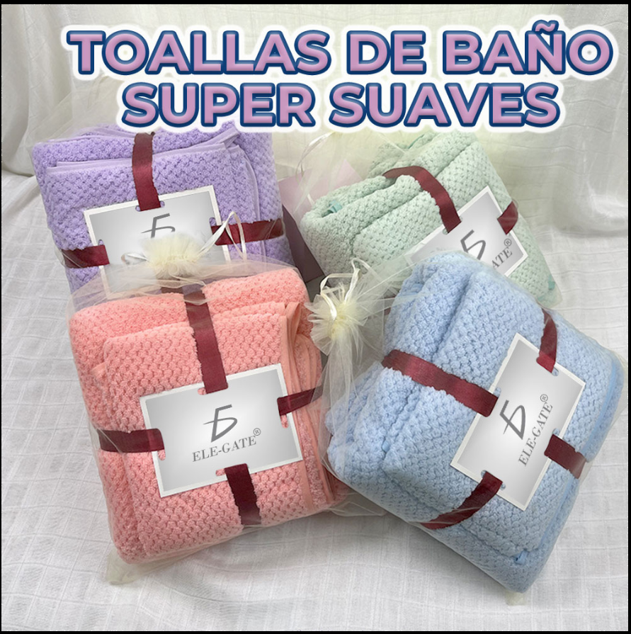 Toallas Suaves de Algodón – Absorbentes y Sin Pelusas Juego de Baño 2 en 1 – Innovación y Comodidad en Tu Baño