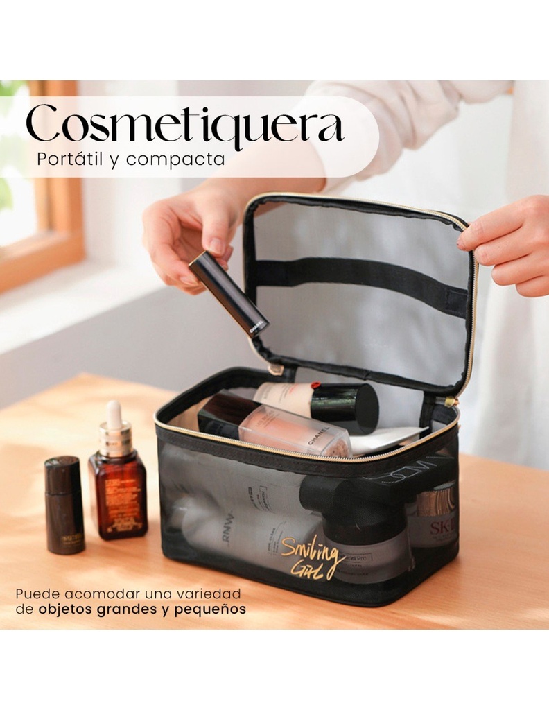 Bolsa de Cosméticos para viaje translucida de nailon  compacta-BL-41482