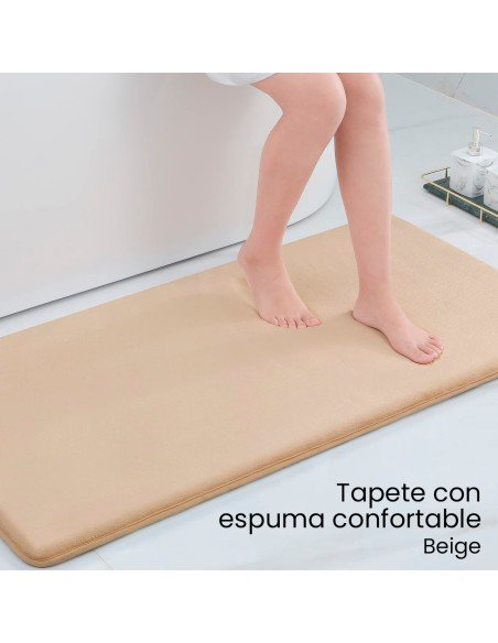 Tapete Beige con Espuma Viscoelástica Confortable de 60cm x 40cm-TP-40255