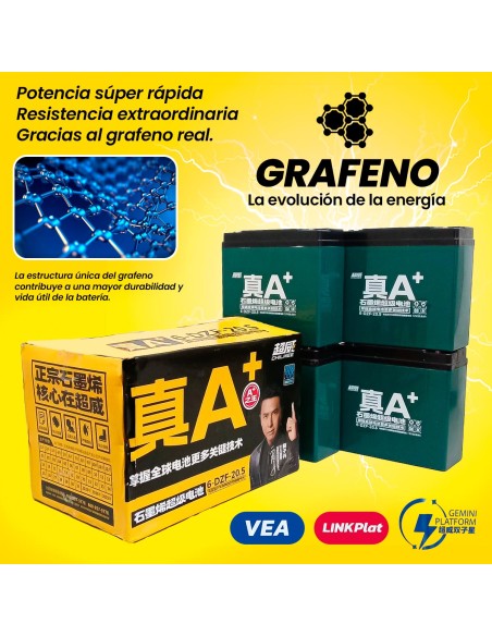 4 Baterías de Grafeno  A+ 12V 20.5Ah Tamaño 7.5 x 18 x 16.4 cm-BE-44418