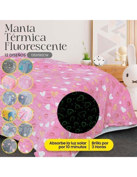 4 Mantas Térmicas Fluorescentes  para niños y niñas que Brillan en la Noche de 135x190 cm + 2 MANTAS GRATIS!!-BL-43985