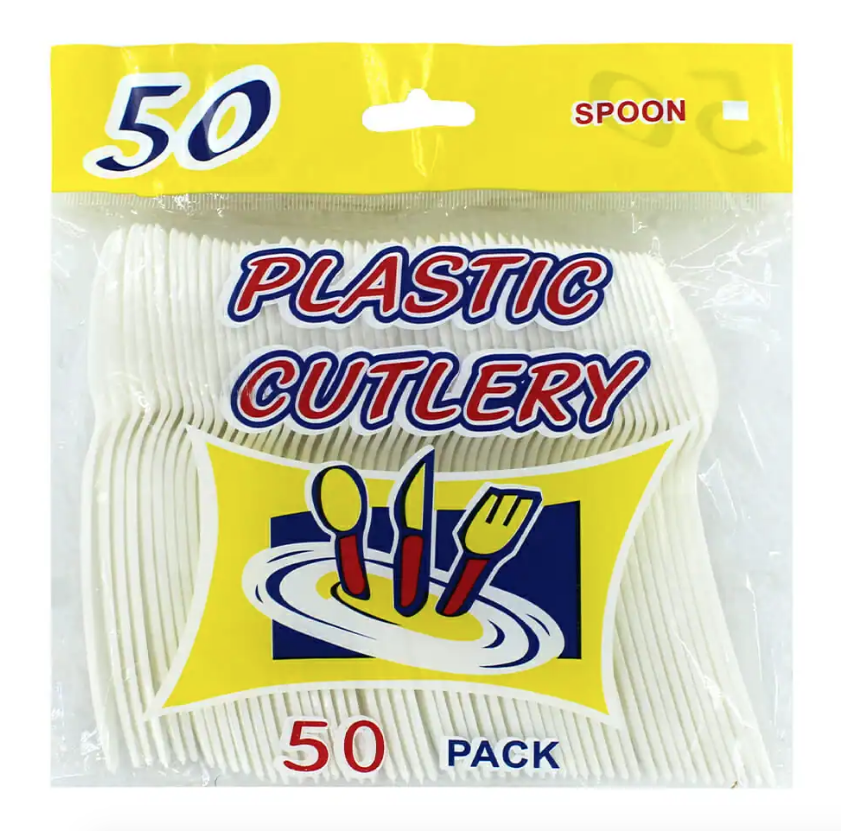 Paquete con 50 cucharas pequeñas de plástico / plastic cutlery