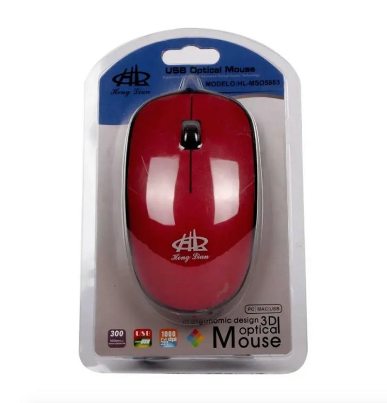 Mouse alámbrico con diseño ergonómico y 1000 dpi