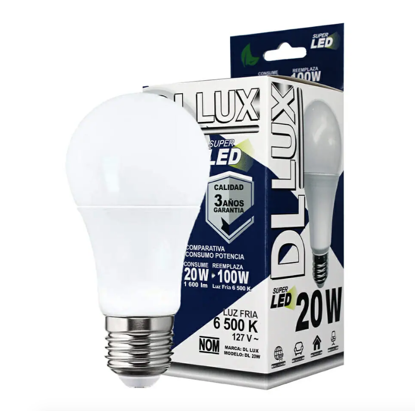 Foco ahorrador con super led de luz fria 20w 