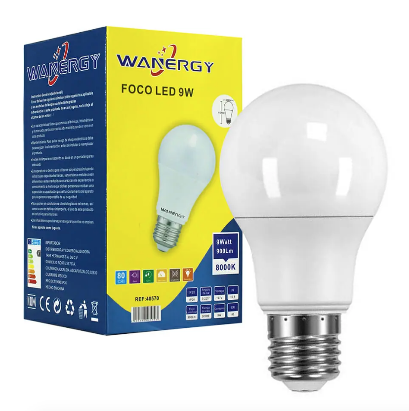 Foco led luz blanca 9w Wanergy