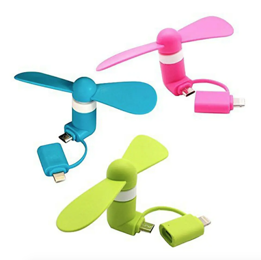 Ventilador para celular con entrada para iphone y v8 mini usb fan