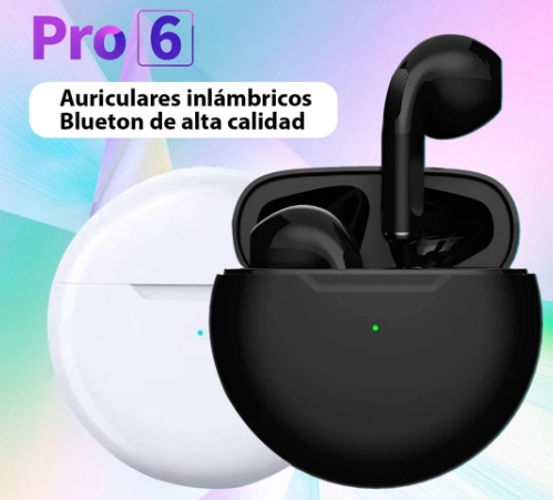 Audífonos Pro 6 Bluetooth V5 Resiste Salpicaduras 2.5hr Blanco