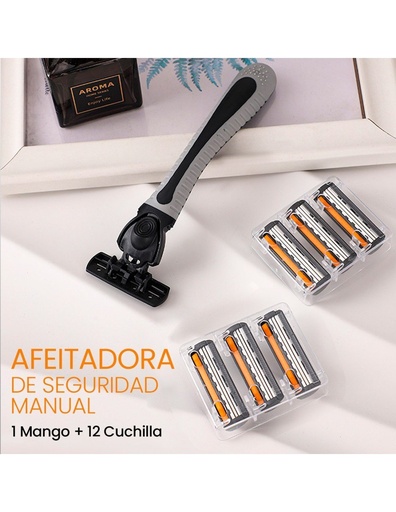 [SYB-41454] Maquinilla manual de Afeitar para Hombre con Repuesto de 6 Rastrillos con 12 Cuchillas en total-SYB-41454