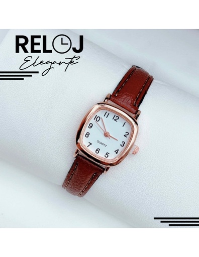 [RJ-43726] Reloj Café para Dama de Cuarzo y Cuero Sintético Medidas de 20 cm x 3 cm-RJ-43726