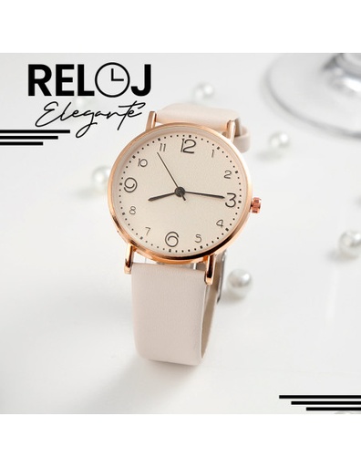 [RJ-43725] Reloj Beige para Dama de Cuarzo y Cuero Sintético Medidas de 20 cm x 3 cm-RJ-43725