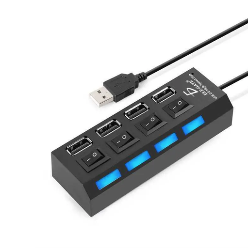 [TEC-JO4004] Hub Usb 2.0 4 Puertos Con Switchs Pc Laptop Windows Computadoras