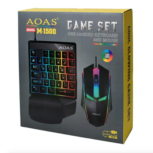 [GAM-JO3000] Juego de teclado alámbrico usb aoas one-handed con luz rgb y mouse gamer